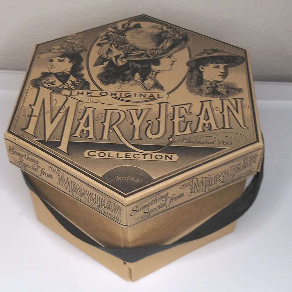 Vintage Hat Box The Original Mary Jean Collection Black Tan Millinery Victorian